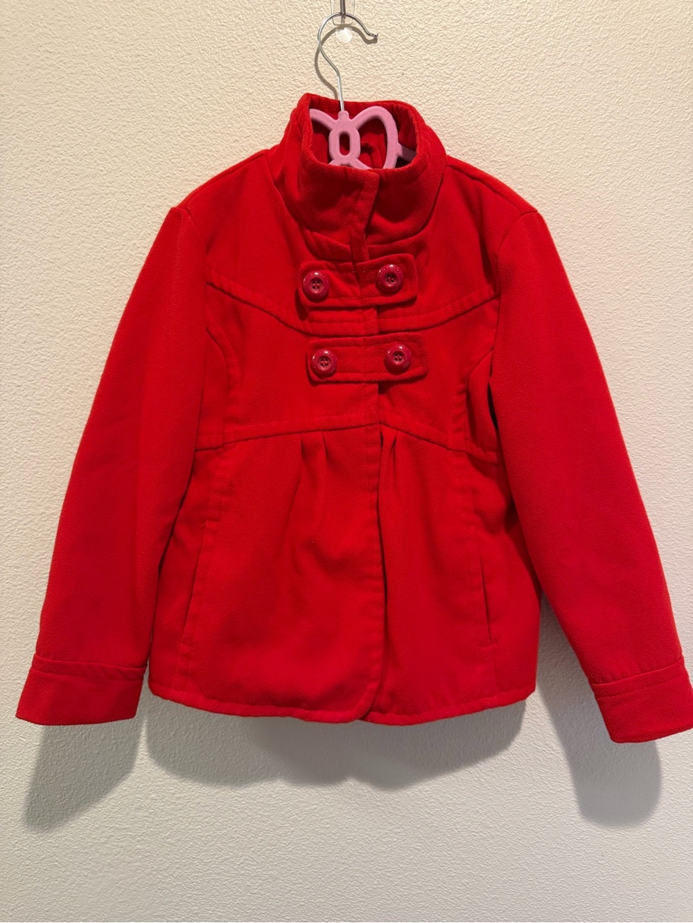 Dollhouse Bright Red Double-Breasted Girls' Pea Coat